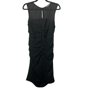 Black Dress Sheer Panel Sleeveless‎ Ruched Bodycon Cocktail Party
